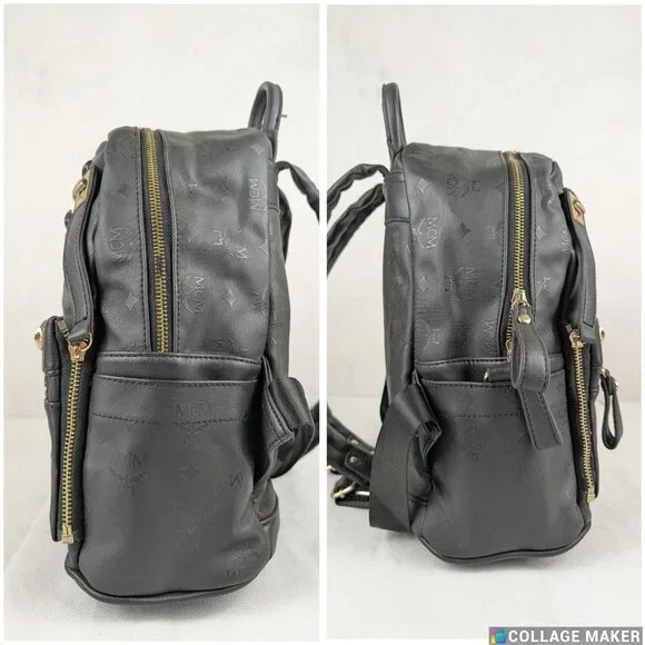 MCM Rucksack Visetos Black Canvas Small Leather Backpack - Picture 6 of 16
